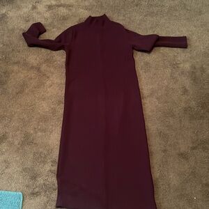 Elegant Burgundy Long Sleeve mock neck knit Dress. Worn twice (2 hours total).